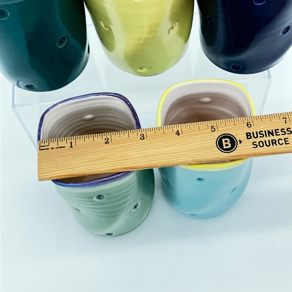 Studio Pottery Dimple Tumblers Set of 5 Handcrafted Colorful Ceramic Cups BM
